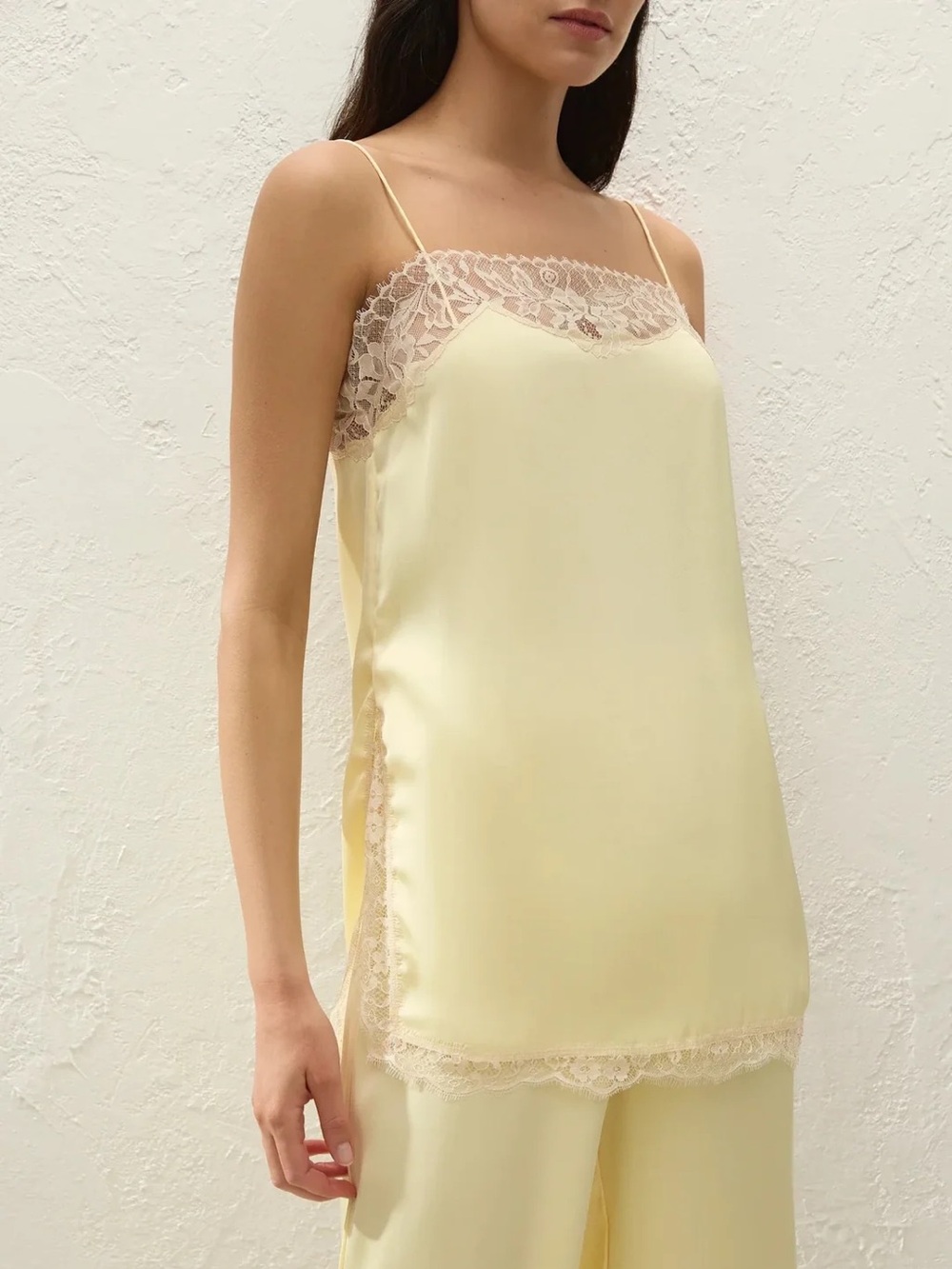 Faithfull Adnina lace-trimmed recycled-satin top